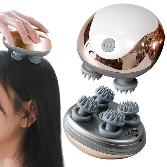 Electric Scalp Massager Hair Growth Portable Rechargeable Head Massage Stress Relax Waterproof Handheld Hair Scratcher Silicone